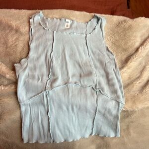 Light Blue Ribbed Tank Top